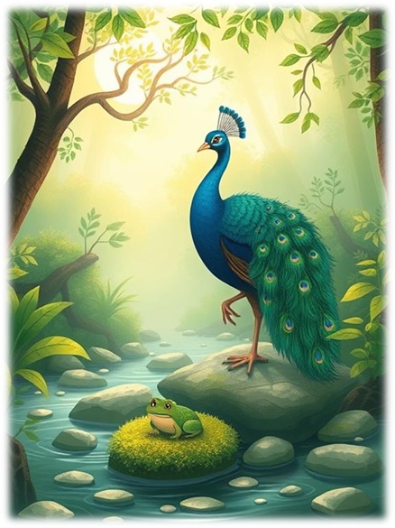 Công and Cốc – The Peacock and the Frog Whispers of the  Lotus by Juan Inoriza
