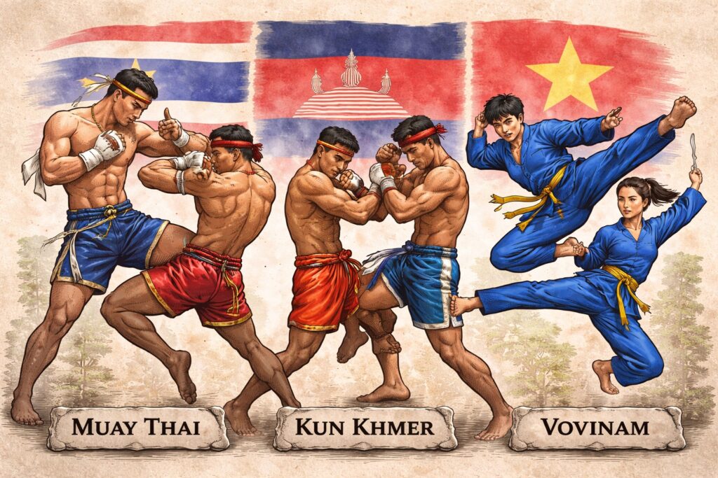 Martial arts champions of Southeast Asia by Juan Inoriza